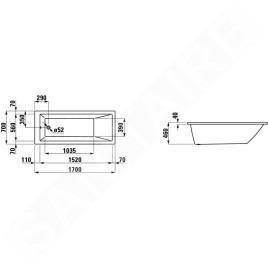 Laufen Pro - Baignoire 1700x700 mm, blanc H2309500000001