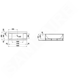 Laufen Pro - Baignoire avec support, 1800x800 mm, blanc H2329510000001