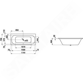 Laufen Solutions - Baignoire 1700x750 mm, blanc H2235300000001