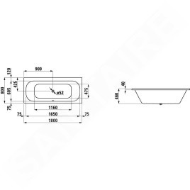 Laufen Solutions - Baignoire 1800x800 mm, blanc H2245000000001