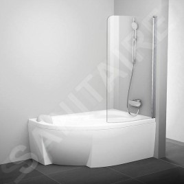 Ravak Chrome - Paroi de baignoire monobloc CVSK1 Rosa, droite, 1000x1500 mm, satiné/verre transparent 7QRS0U00Y1