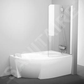 Ravak Chrome - Paroi de baignoire monobloc CVSK1 Rosa, gauche, 850x1500 mm, blanc/verre transparent 7QRM0100Y1