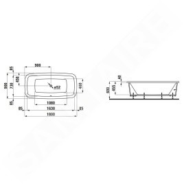 Laufen Palomba Collection - Baignoire 1800x900 mm, blanc H2328010000001