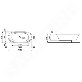 Laufen Il Bagno Alessi One - Baignoire encastrée 1780x820 mm, blanc H2459710000001