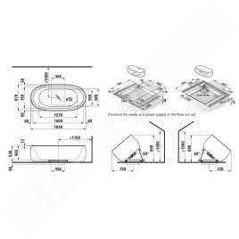 Laufen Il Bagno Alessi One - Baignoire îlot 1830x870 mm, avec éclairage LED et capteur, blanc H2459720006151