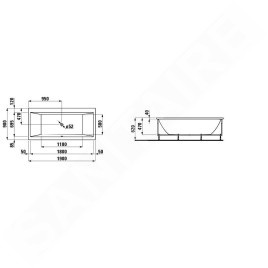 Laufen Pro - Baignoire d'angle 1900x900 mm, avec système de massage par air, hydromassage et capteur, blanc H2349550006451