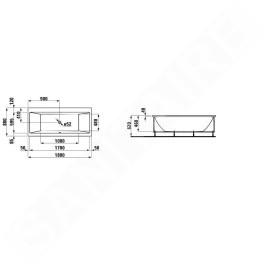 Laufen Pro - Baignoire d’angle 1800x800 mm, avec massage par air, hydromassage, éclairage LED et capteur, blanc H2329560006751