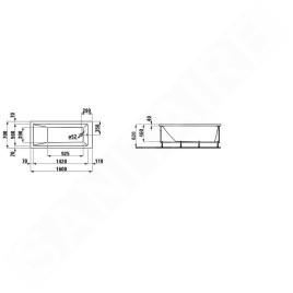 Laufen Pro - Baignoire d’angle 1600x700 mm, avec éclairage LED et capteur, blanc H2339560006151