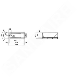 Laufen Pro - Baignoire d’angle 1600x700 mm, avec éclairage LED et capteur, blanc H2339550006151
