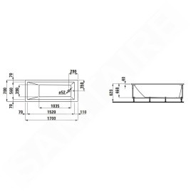 Laufen Pro - Baignoire d’angle 1700x700 mm, avec éclairage LED et capteur, blanc H2309560006151