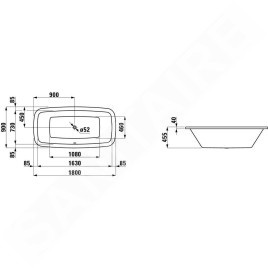 Laufen Palomba Collection - Baignoire encastrée 1800x900 mm, blanc H2328000000001