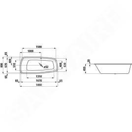 Laufen Palomba Collection - Baignoire encastrée asymétrique 1800x800 mm, blanc H2428000000001