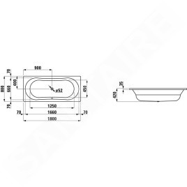 Laufen Thallium - Baignoire en acier 1800x800 mm, blanc H2250900000401