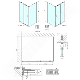 Polysan Easy Line - Porte de douche coulissante 1200 mm, aluminium poli/verre clair EL1215