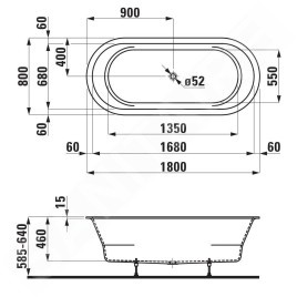 Laufen Pro - Baignoire encastrable 1800x800 mm, blanc H2419500000001