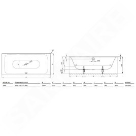 Bette Lux - Baignoire encastrable 1800x800 mm, blanc 3441-000