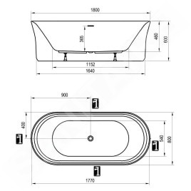 Ravak Ypsilon - Baignoire sur pied, 1800x800 mm, blanc XC00100026