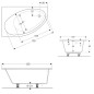 Geberit Selnova - Baignoire d'angle 1500x1000x466 mm, gauche, blanc 554.272.01.1