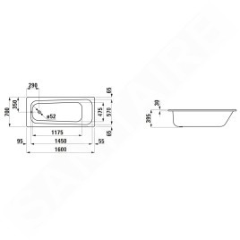 Laufen Pro - Baignoire 1600x700x395 mm, blanc H2239500000401