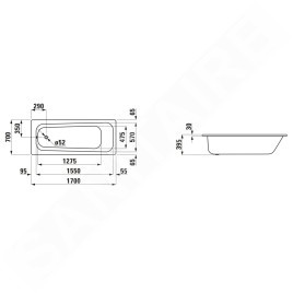 Laufen Pro - Baignoire 1700x700x395 mm, blanc H2249500000401