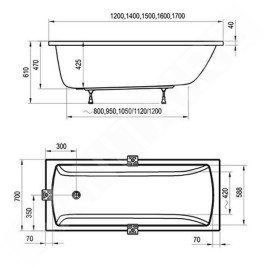Ravak Classic II - Baignoire 1500x700 mm, blanc CC31000000