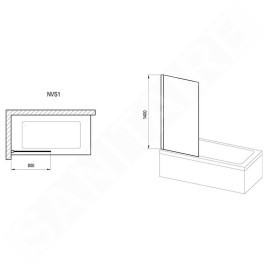 Ravak Nexty - Ecran de baignoire 800x1400 mm, chrome/verre clair 7O840C00Z1