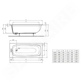 Ideal Standard i.Life - Baignoire 1500x700 mm, blanc T475701