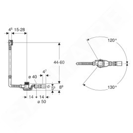 Geberit Accessoires - Garniture de vidage et de trop-plein pour baignoire, PushControl, longueur 280 mm, chrome 150.752.21.6