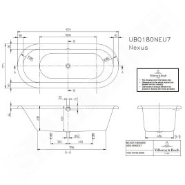 Villeroy & Boch Nexus - Baignoire 177x77 cm, blanc alpin UBQ180NEU7V-01