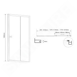Aqualine Cabines de douche - Porte de douche coulissante 1200 mm, verre dépoli BTS120