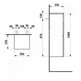 Laufen Pro S - Armoire latérale, 1000x350x335 mm, charnières à gauche, blanc mat H4831110954631
