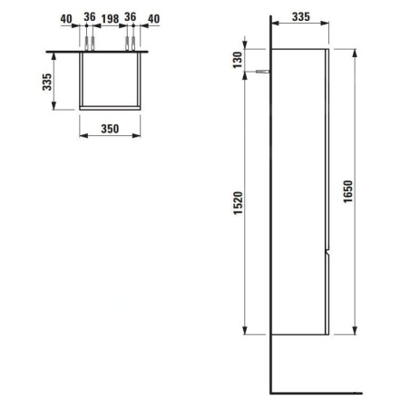 Laufen Pro S - Armoire haute 1650x350x335 mm, charnières à gauche, blanc brillant H4831210954751