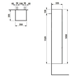 Laufen Pro S - Armoire haute 1650x350x335 mm, charnières à droite, chêne clair H4831220954791