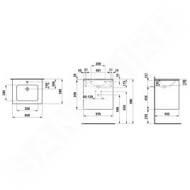 Laufen Pro S - Meuble avec lavabo, 600x610x500 mm, 2 tiroirs, orme clair H8649602621041