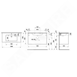 Laufen Pro S - Meuble avec lavabo, 1000x500x610 mm, 2 tiroirs, chêne clair H8649622621041