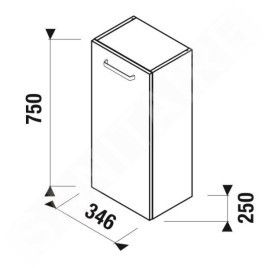 Jika Lyra plus - Armoire latérale 750x346x250 mm, 1 portes G/D, blanc H43J3811303001