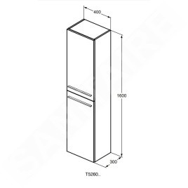 Ideal Standard i.Life A - Armoire haute 400x300x1600 mm, 2 portes G / D, quartz gris mat T5260NG