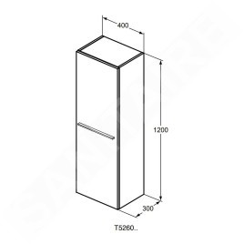 Ideal Standard i.Life A - Armoire haute 400x300x1200 mm, 1 porte G / D, beige mate T5261NH