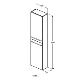 Ideal Standard i.Life S - Armoire haute 400x210x1600 mm, 2 portes G / D, blanc mat T5288DU