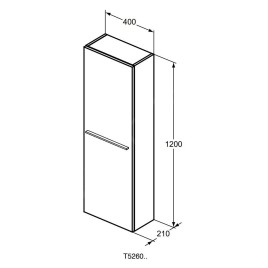 Ideal Standard i.Life S - Armoire haute 400x210x1200 mm, 1 porte G / D, sable mat T5289NF