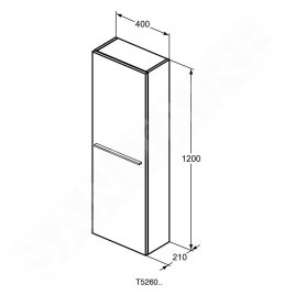 Ideal Standard i.Life S - Armoire haute 400x210x1200 mm, 1 porte G / D, chêne T5289NX