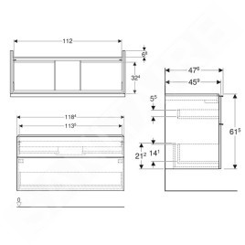 Geberit iCon - Meuble sous lavabo 1184x615x476 mm, 2 tiroirs, blanc brillant 502.306.01.2