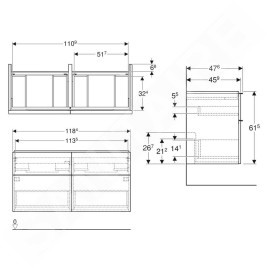 Geberit iCon - Meuble sous lavabo 1184x615x476 mm, 4 tiroirs, blanc brillant 502.309.01.2