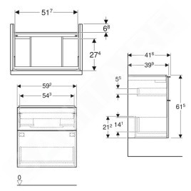 Geberit iCon - Meuble sous lavabo 592x615x416 mm, 2 tiroirs, blanc brillant 502.307.01.2