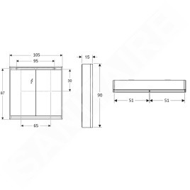 Geberit ONE - Armoire miroir avec éclairage LED, 1050x900x150 mm, 2 portes, blanc 505.814.00.2