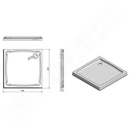 Gelco Receveurs - Receveur de douche DIONA, 900x900 mm, blanc GD009
