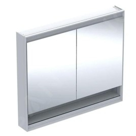 Geberit ONE - Armoire miroir avec éclairage LED, 1050x900x150 mm, 2 portes, avec niche, aluminium 505.834.00.1
