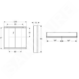 Geberit ONE - Armoire miroir avec éclairage LED, 1200x900x150 mm, 2 portes, blanc 505.815.00.2