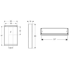 Geberit ONE - Armoire miroir avec éclairage LED, 600x900x150 mm, charnières à droite, en aluminium 505.811.00.1
