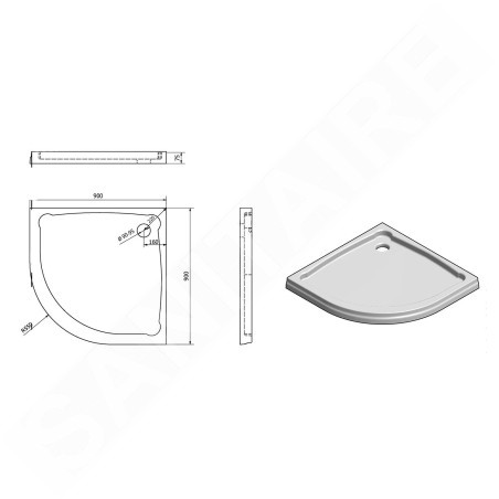 Gelco Receveurs - Receveur de douche HERA, 900x900 mm, R550, blanc GH559